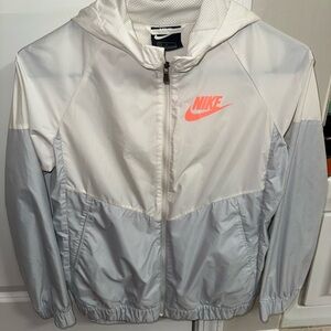 Nike White and Gray Windbreaker Jacket